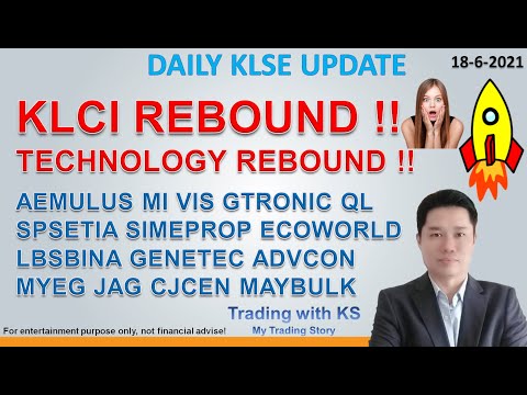 Daily KLSE Update - 18-6-2021 - KLCI REBOUND !! TECHNOLOGY REBOUND !! AEMULUS MI VIS GTRONIC SPSETIA